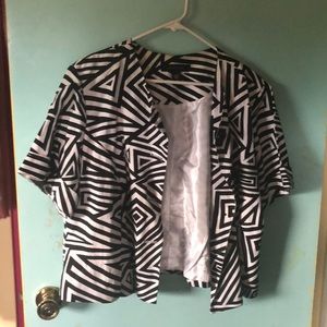 Geometric short sleeve linen jacket